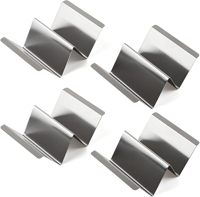 Taco Holder Set of 4 Packs Stainless Steel Taco Holders Stand Taco Tray Shell Holders - Each Rack Holds Up to 2 Tacos - Oven, Grill & Dishwasher Safe