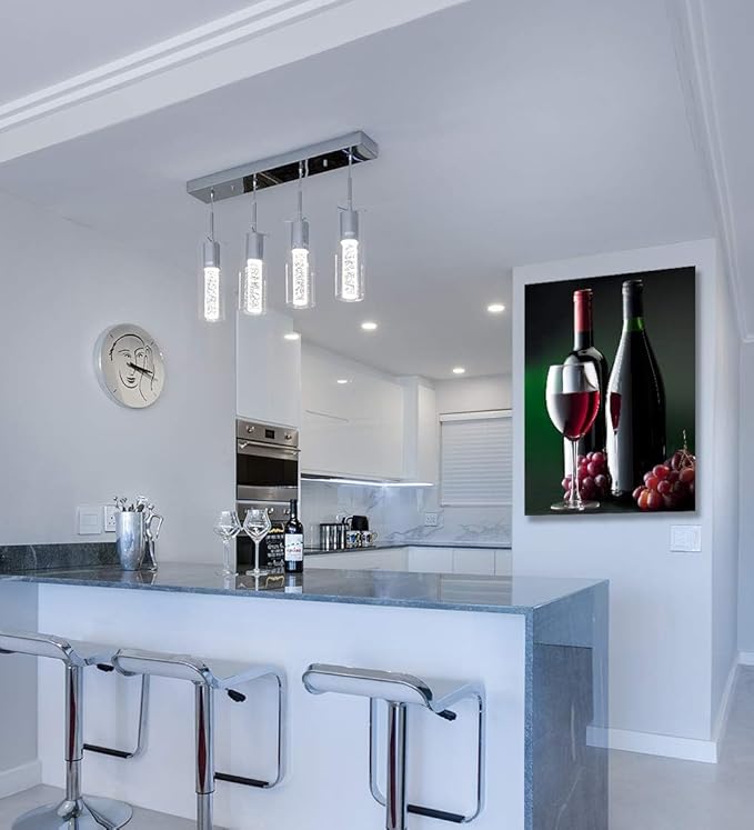 Looife Kitchen Wine Bottle Canvas Wall Art, 16x24 Inch Gallery Wrapped Red Wine with Grapes Picture Prints Wall Decor, Modern Art Deco for Dining Room and Bar Wall Decoration