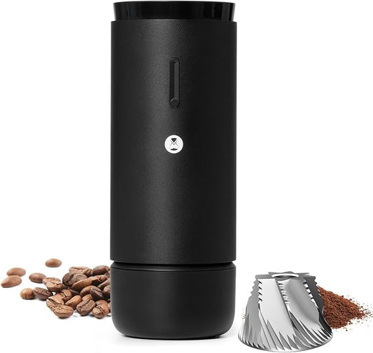 TIMEMORE Electric Coffee Grinder Portable - Adjustable Burr Grinder with 30 Precise Settings, Auto Stop & Clog Protection for Espresso, Pour-Over, French Press Moka,for Home Outdoor Use（Black）