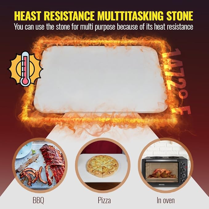 8 PCS Pizza Stone Set, Extra Large 15×12 Inch Pizza Stone for Grill, Rectangle Baking Sone With Pizza Kit for Pizza, Bread, BBQ Grilling, Pizza Peel Set