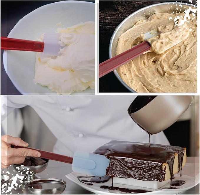 3 PCS Commercial Grade Heat Resistant Silicone Spatulas, 9.5-Inch Rubber Spatulas for Baking, Nonstick & BPA-Free