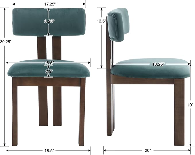 chairus Dining Chairs Set of 4 Velvet Diner Chairs Modern Wood Chairs for Kitchen and Dining Room, Green