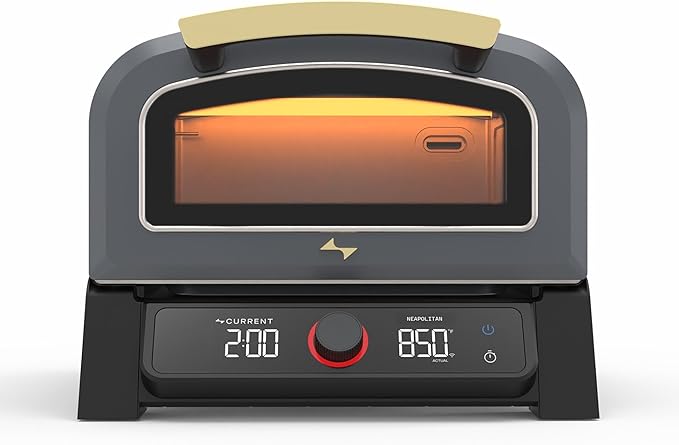 Current® Model P Smart Electric Pizza Oven, 12-Inch, 850°F Max, Multiple Cooking Modes, App Connectivity for Temperature Monitoring & Custom Cooking Times, Compact for Indoor & Outdoor Use, Dark Gray