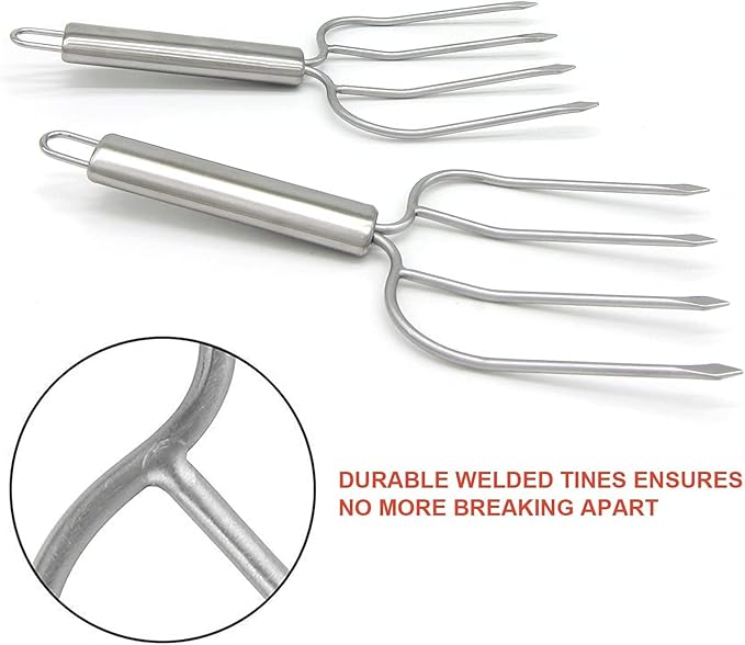 KAYCROWN Turkey Baster and Turkey Roast Lifters, Rubber Turkey Baster with 2 Marinade Needles & Stainless Steel Turkey Poultry Forks Set, Poultry Lifters