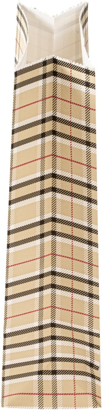 Restaurantware Bag Tek 2 LB Disposable Lunch Bags 100 Sturdy Take Out Bags - Flat Bottom Great For Restaurants Cafes And Bakeries Plaid Paper Popcorn Bags Versatile For Grocery And More