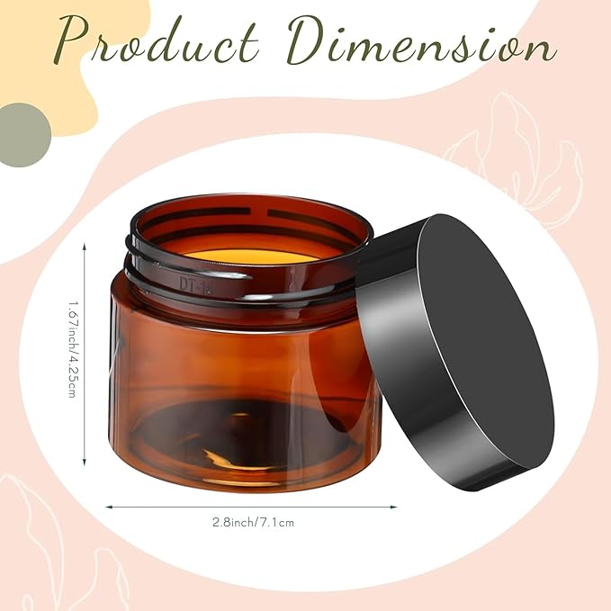 SATINIOR 6 Pack 4 oz Plastic Jars Containers with Lids Wide-mouth Refillable Leakproof Reusable Round Empty Jars for Travel Cosmetic Dry Food Spice Cookie Candy Home Kitchen Organizing(Amber)