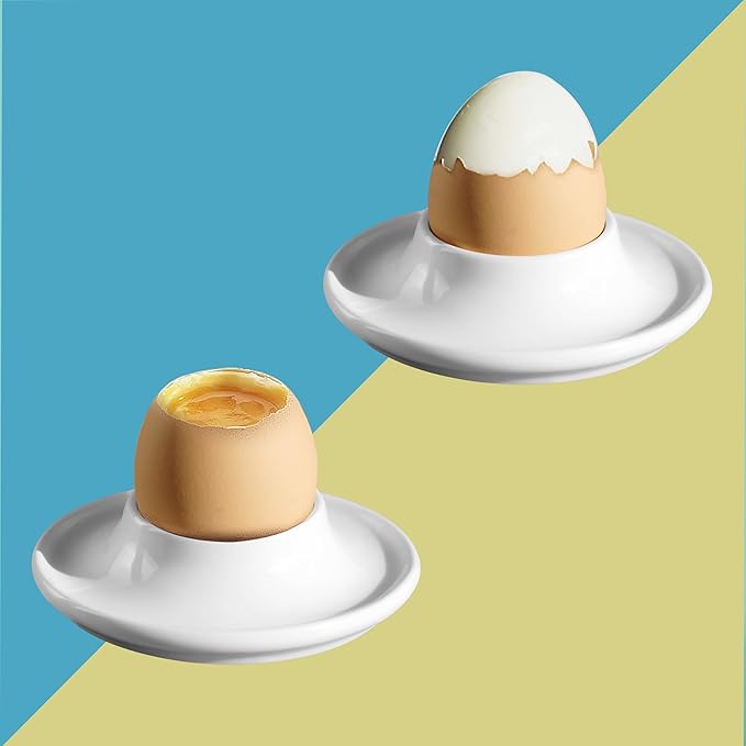 Cinf Ceramic Egg Holder Gift Set of 2 Porcelain Holder Breakfast Boiled Cooking Easy to Clean Childhood Memories Kitchen