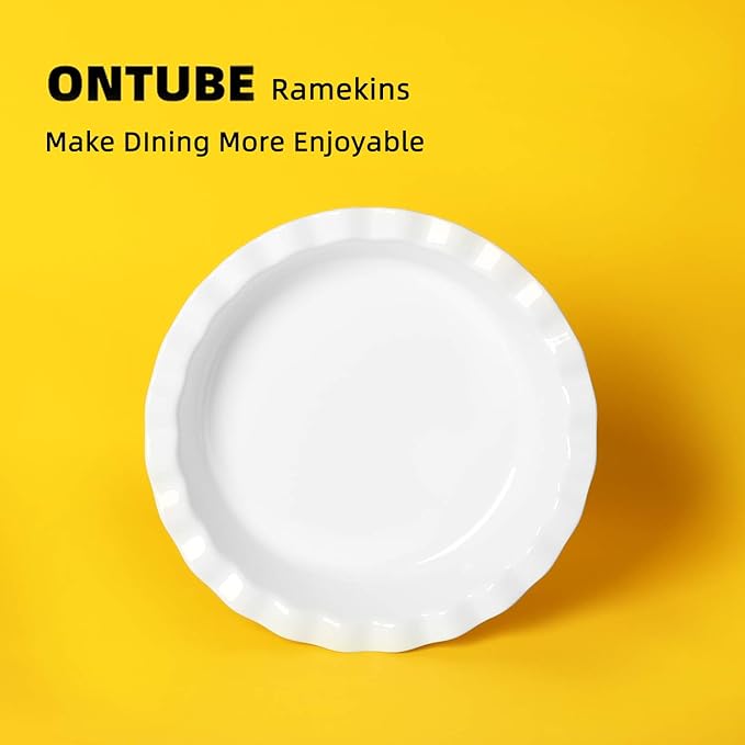 ONTUBE 10.5-Inch Deep Pie Pans 50oz, Ceramic Large Round Pie Tins for Baking, (White, 1 Pieces)