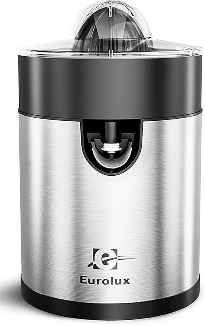 Eurolux Electric Orange Juicer, Sleek Effortless Citrus Juice Squeezer for Lemon, Lime, Grapefruit | Powerful Motor, Easy to Clean, Removable Dishwasher-Safe Parts