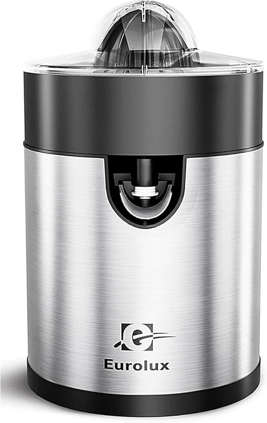 Eurolux Electric Orange Juicer, Sleek Effortless Citrus Juice Squeezer for Lemon, Lime, Grapefruit | Powerful Motor, Easy to Clean, Removable Dishwasher-Safe Parts