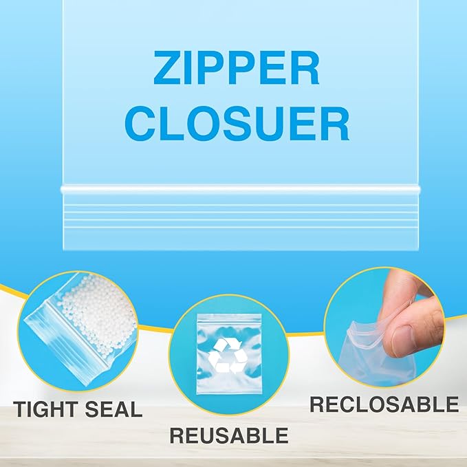 360Pcs 1.5 x 1.5 Inch Small Plastic Bags, Mini Zip Lock Baggie for Pills, Rings, Jewelry, Storage, Resealable Seal