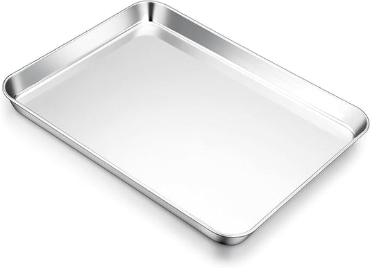 E-far Cookie Sheet for Baking, 18”x13” Stainless Steel Baking Sheet Pan for Oven, Large Non Toxic Metal Baking Tray for Cake Cookies, Healthy & Rust Free, Mirror Finish & Dishwasher Safe, 1 Pack