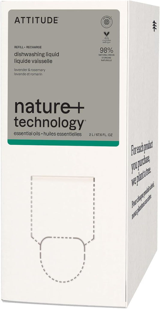 ATTITUDE Dish Soap, EWG Verified, Plant and Mineral-Based Ingredients, Vegan and Cruelty-free Household Products, Lavender and Rosemary, 67.6 Fl Oz