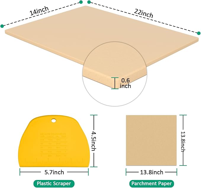 Extra Large Pizza Stone 22" x 14",Rectangular Pizza Grilling/Baking Stone 22 Inch,Industrial Commercial Home Oven Stone,Ideal for Grilling Baking Several Pizzas Bread