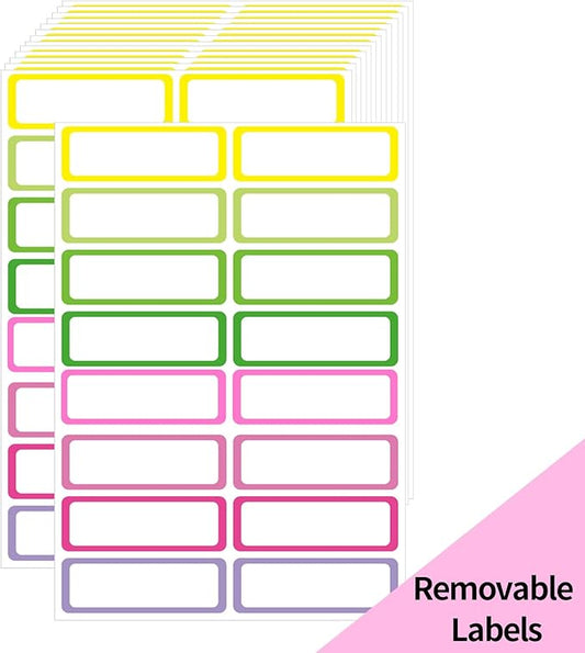 STARLIBOO Removable Labels, Removable Colored Labels Stickers,1x3 Inch Rectangular Stickers, Water/Oil/Tear Resistant for Food Containers/Classroom/Storage (8 Colors, 240 Labels)