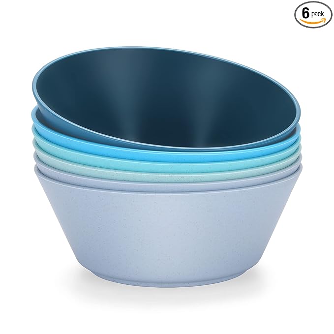 50 Oz Large Cereal Bowls, Unbreakable Wheat Fiber Salad Bowl Sturdy and Stackable Salad Serving Bowls Set, BPA-Free Microwave/Dishwasher Safe, Lightweight for Oatmeal, Snacks, Oatmeal, Snacks