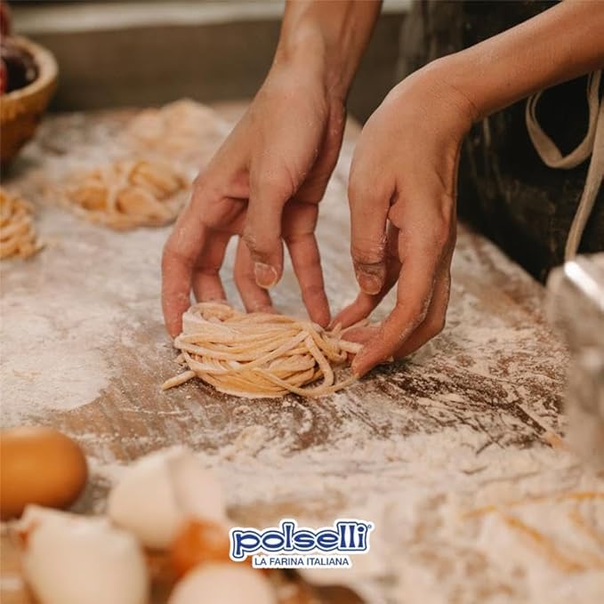 POLSELLI Italian Semola Flour, 11 lbs (5 kg), Fine Ground Semolina Rimachinata for Fresh Pasta, Bread, Grano Duro, Product of Italy, Durum Wheat, Unbleached, Natural, No additives, Index W240 (+0-5%)
