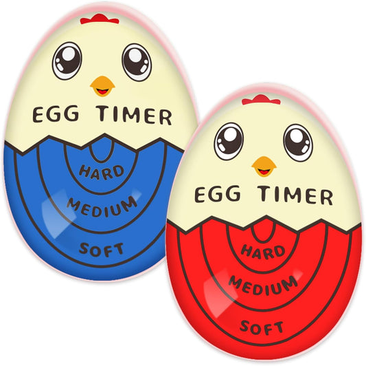 Lasubst Egg Timer That Goes in Water for Soft Medium Hard Boiled Eggs, 1 Red 1 Blue