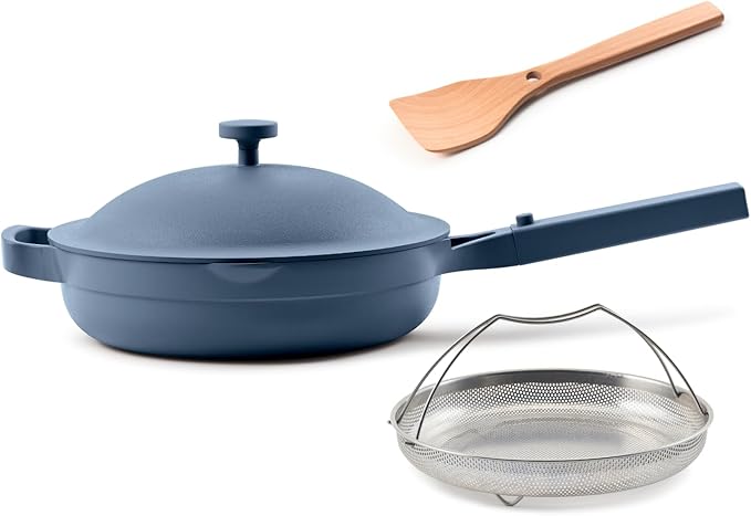 Our Place Always Pan 2.0-10.5” (2.6 Qt) Nonstick, Toxin-Free Ceramic Cookware | Patented 10-in-1 Aluminum Frying & Sauté Pan | Safe for Oven, Induction & All Cooktops up to 450°F | Blue Salt