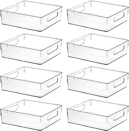 Clear Plastic Storage Bins, Home Bathroom Laundry Room Freezer Refrigerator Pantry Organizers and Storage Containers Fridge Organizer Bins Kitchen Organization Cabinet Medicine Bin for organizing