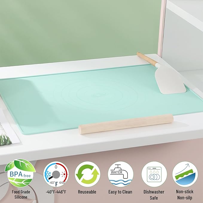 Silicone Baking Mat, 20"X28" Extra Large Non-stick Silicone Mat With High Edge, Food Grade Silicone Dough Rolling Mat For Making Cookies, Macarons, Multipurpose Mat, Countertop Mat, Placemat