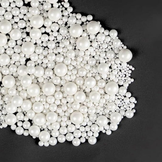 Dazzjoy Edible White Pearl Sugar Sprinkles, White Pearls for Cake Decorating, 130g/4.58oz, Candy Baking Cake Decorations, Cupcake Toppers & Cookie Decoration, Wedding Party Valentines Easter Supplies