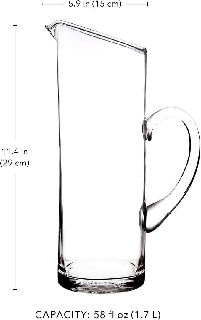 Glass Water Pitcher with Spout – Elegant Serving Carafe for Water, Juice, Sangria, Lemonade, and Cocktails – Crystal-Clear Glass Beverage Pitcher.