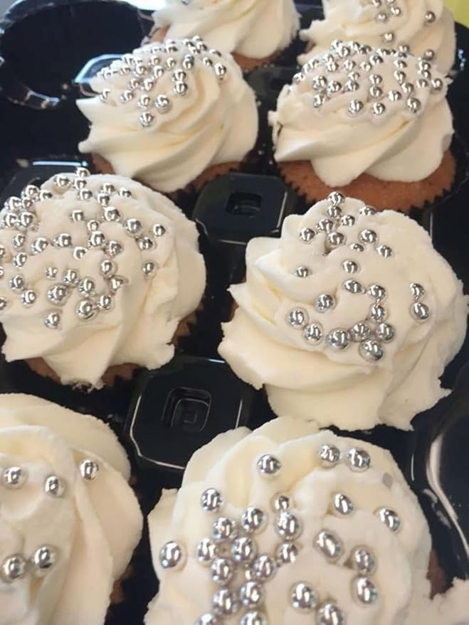 4 in 1 Super Silver Pearl Sugar Sprinkles 6 oz, 4 sizes Candy Pearls Ideal for Baking, Cake and Cupcake Toppers, Cookie Decoration, Ice Cream Topping, Wedding Shower Valentines Halloween Christmas