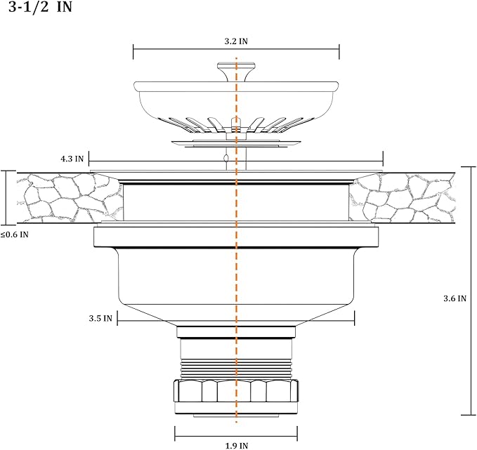 KONE Sink Drain Assembly, Kitchen Sink Drain Strainer Kit with Removable Strainer Basket Stopper, Universal fit USA Home/Commercial 3-1/2 Inch Standard Sink Drain Hole (Polish)