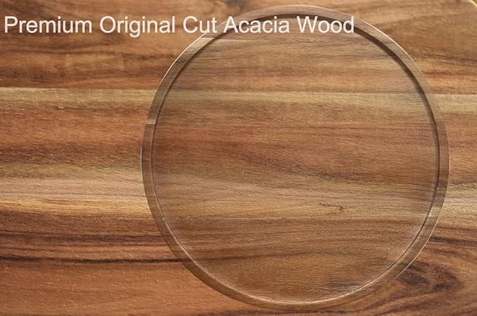 14" Acacia Wood Lazy Susan Organizer Kitchen Turntable for Cabinet Pantry Table Organization