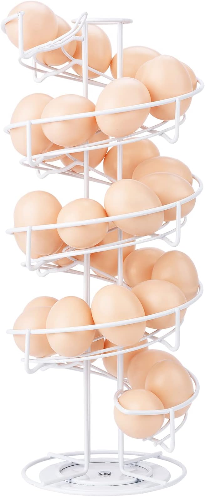 Toplife Spiral Design Metal Egg Skelter Dispenser Rack, Storage Display Rack, White