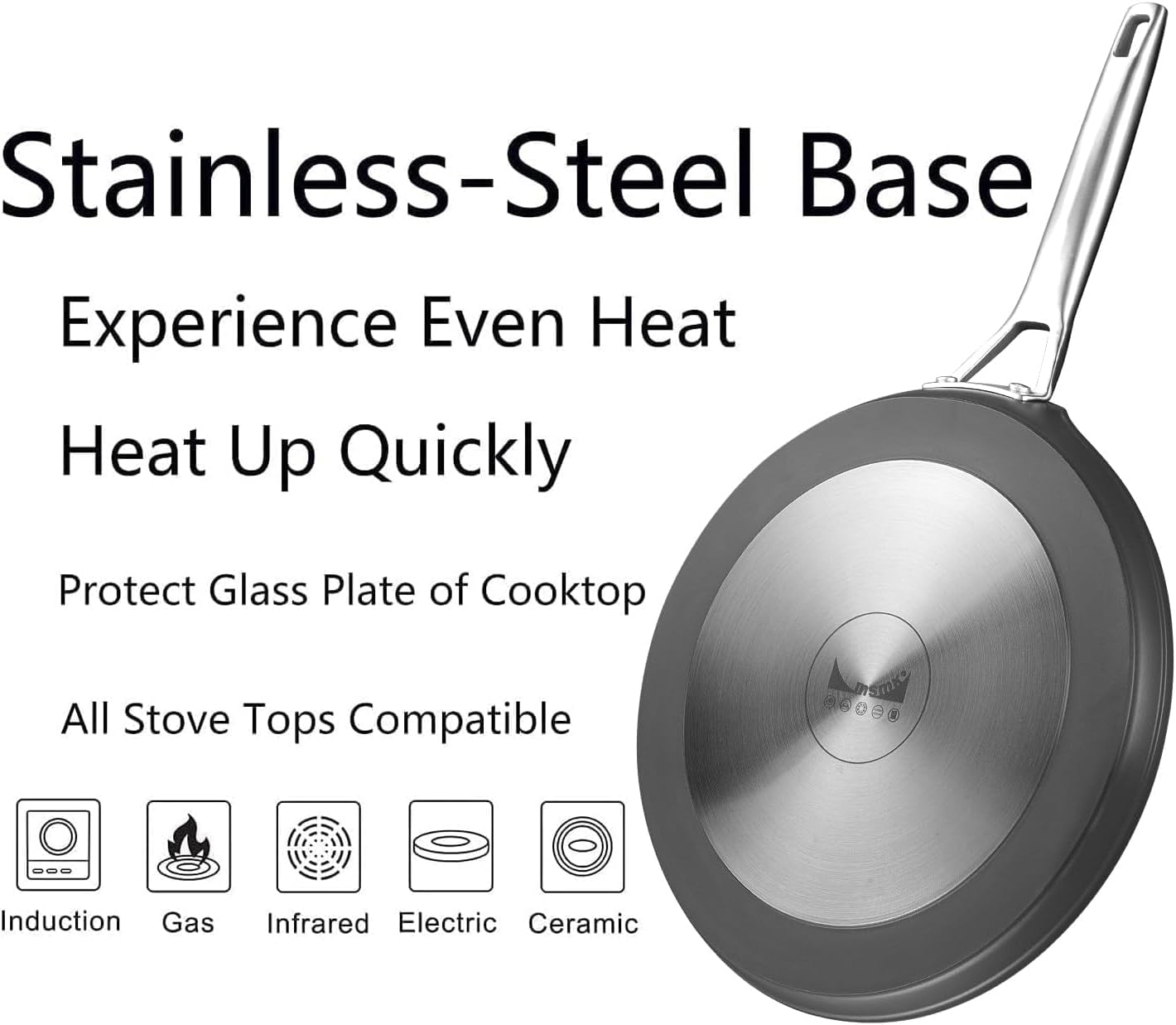 MsMk 11 inch Nonstick Crepe Pan, Titanium and Ceramic Nonstic Coating Flat Skillet Dosa Tawa Tortilla Pan, Large Pancake with Stay-Cool Handle, Induction Compatible, PFOA Free