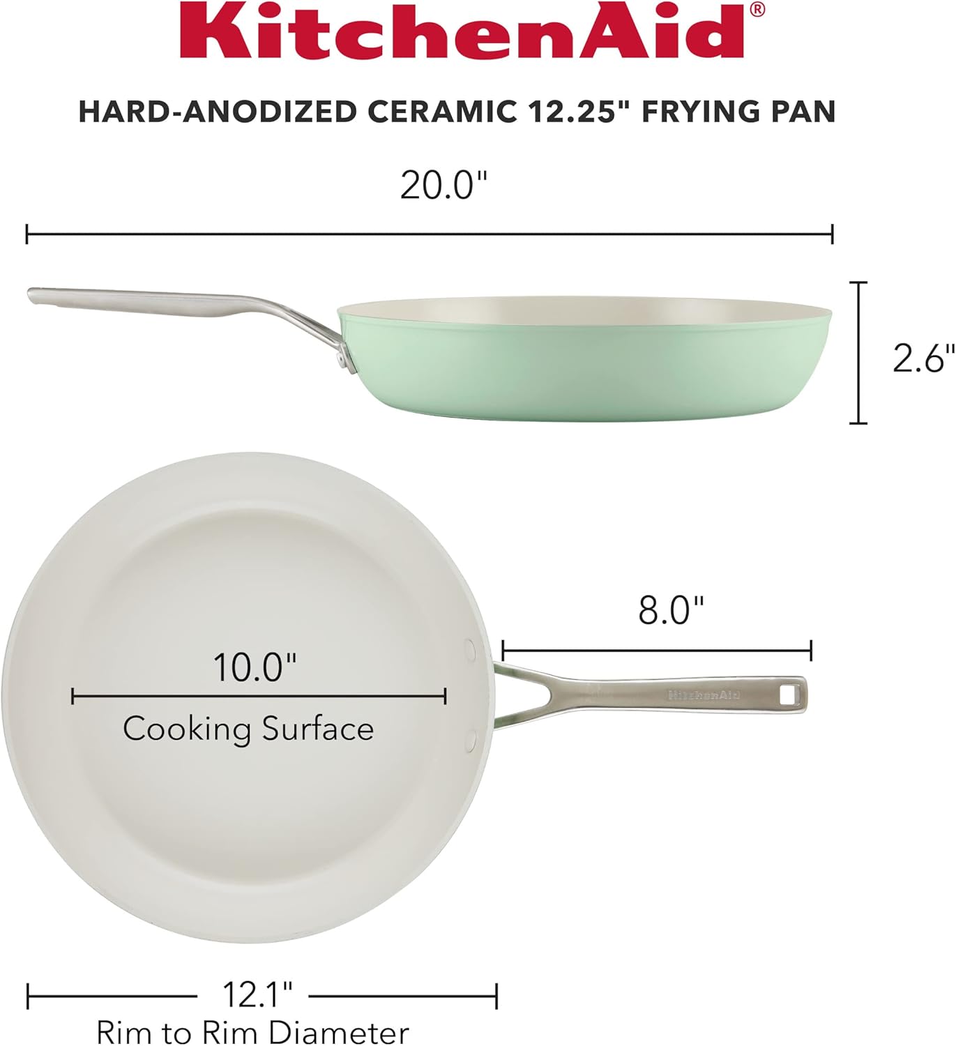 KitchenAid Hard Anodized Ceramic Nonstick Frying Pan/Skillet, 12.25 Inch, Pistachio