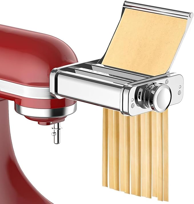 Pasta Maker Attachment for KitchenAid Stand Mixer, 3-in-1 Pasta Maker Includes Pasta Roller, Spaghetti Cutter & Fettuccine Cutter, Stainless Steel Pasta Attachment for KitchenAid Accessories by Cofun