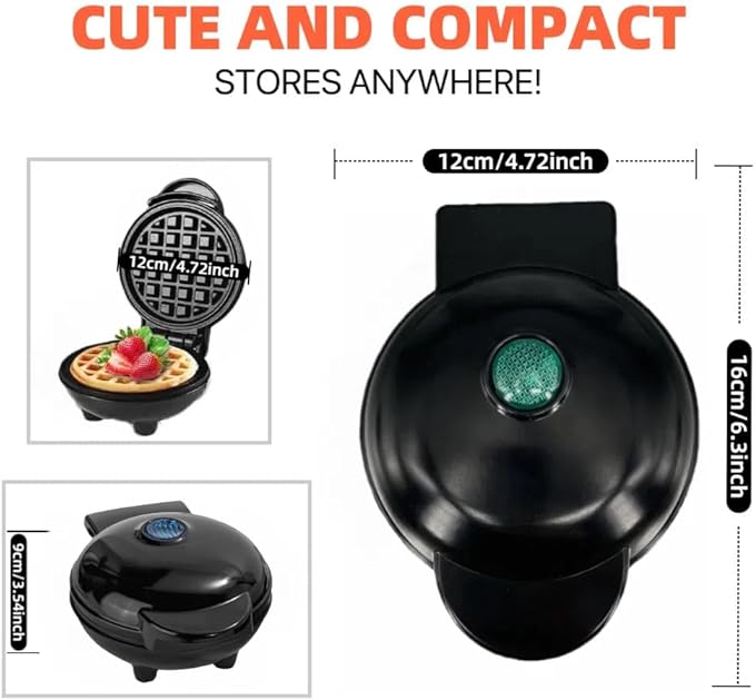3 in 1 Mini Waffles Maker with 5 Removable Plates-Make Mini Waffles Donuts Pancakes or Eggs all in 1 Multi -Easy Cleaning & Storing- Holiday Gift(Black)