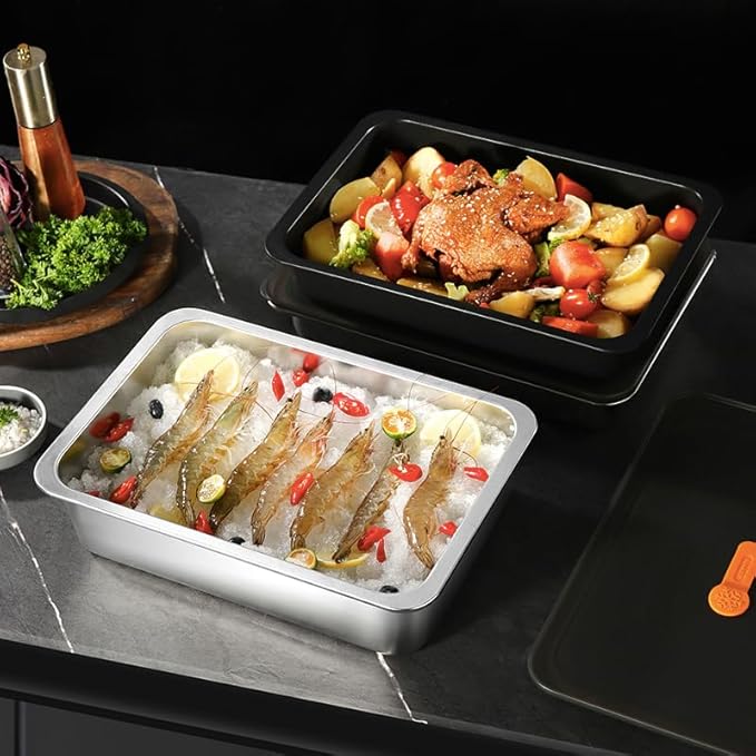 Roasting Pan,Non Stick Baking Pan,Cake Pan Rectangular 13.6"x 9.3"x 2.6",3 Litre Capacity with Lid (Black)