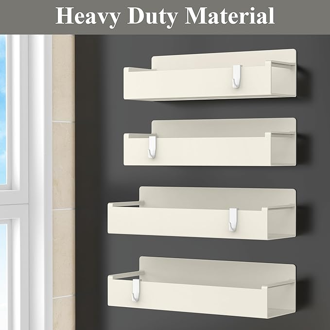 4 Pack Magnetic Spice Rack Organizer for Refrigerator and Oven, Cream White Fridge Organizers and Storage for Kitchen