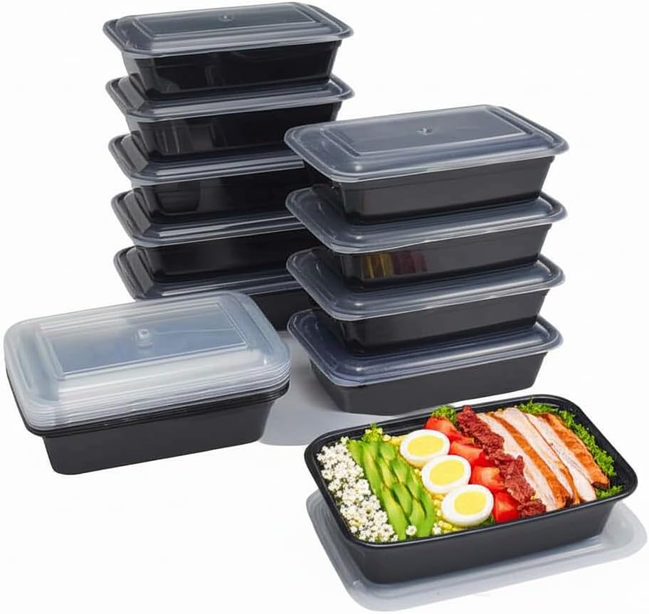 Pomp 24 oz Single Compartment Meal Prep Containers + Lids (10 Pack) | Reusable, Leak-Proof, BPA-Free Food Storage Containers | Microwave, Freezer & Dishwasher Safe