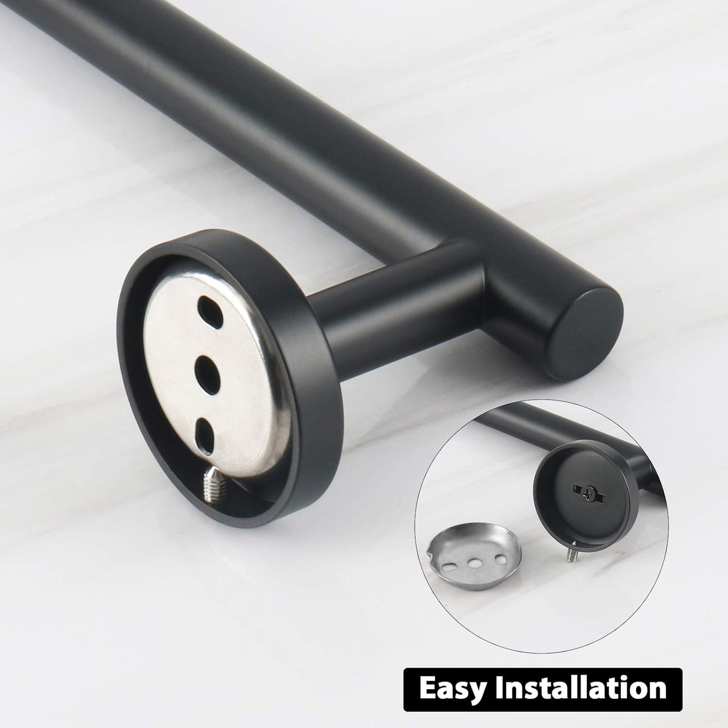 NearMoon Bath Towel Bar, Bath Accessories Thicken Stainless Steel Shower Towel Rack for Bathroom, Towel Holder Wall Mounted (1 Pack, Matte Black, 33 Inch)