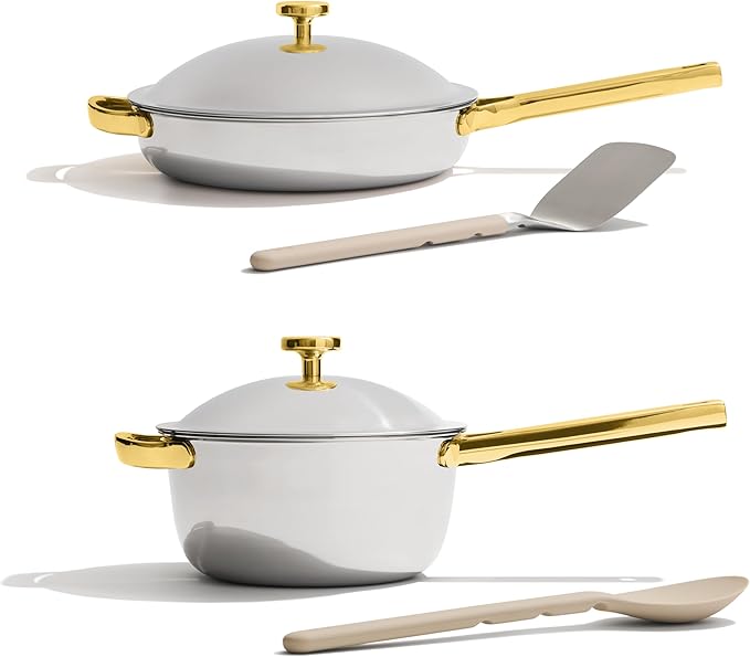 Our Place Titanium Pro Mini Cookware Duo – Always Pan & Perfect Pot with Nonstick No-Coating Technology | Tri-Ply Titanium & Stainless Steel | Safe for Oven, Induction & Cooktops up to 750°F | Gold
