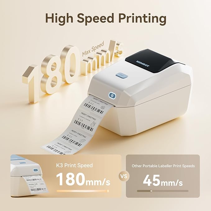 NIIMBOT K3 Label Printer, 3 Inch Label Maker with High-Speed, Bluetooth and USB Connection, Support Smartphone & PC, Thermal Label Maker for Small Business and Home Office