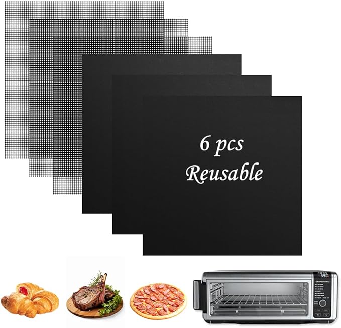 for Ninja Foodi Reusable Air Fryer Liners 12x12inch, 3x Air Fryer Liners+3x Mesh Sheets, Baking/Grill/Microwave, 450°F Square Oven Liners for Ninja SP101/SP201/SP301/SP351 Air Fryer Accessory