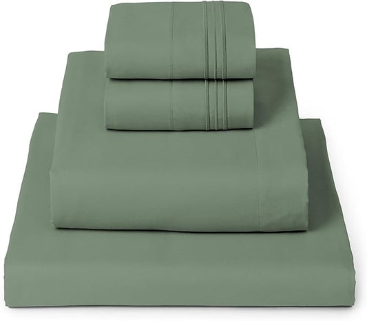 Mellanni Full Sheets Set - 4 PC Iconic Collection Bedding - Hotel Luxury, Extra Soft, Cooling Bed Sheets - Wrinkle, Fade, Stain Resistant (Full, Sage)