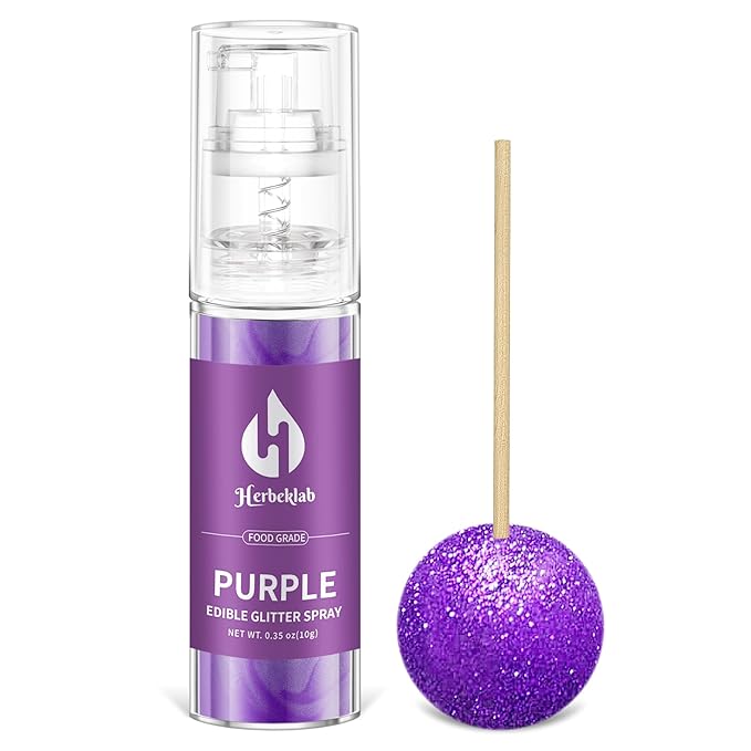 Purple Edible Glitter Spray - 10g Edible Purple Glitter for Cakes Food Grade Metallic Shimmer Powder Cake Sprinkles for Cookie Decorating Chocolate Strawberry