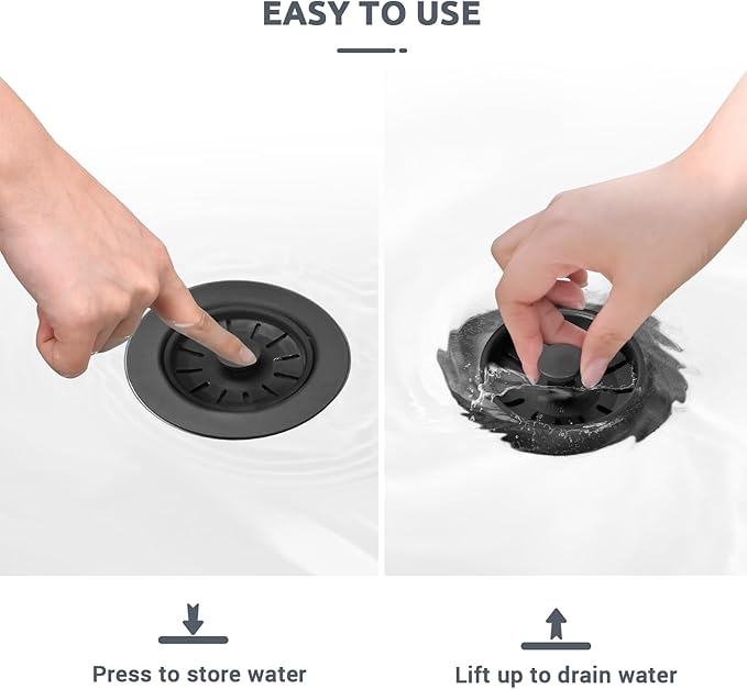 BOTEMY Garbage Disposal Strainer and Stopper with Decorative Flange - Fits Universal 3.5 Inch Standard Drain Hole, Removable Sink Drain Strainer and Stopper, Durable ABS Material (Black)