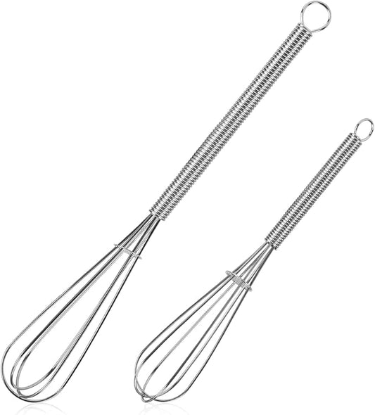 NileHome Mini Whisks Stainless Steel Whisk Set 5" 7" Kitchen Small Wisk Balloon Wire Tiny Whisks for Cooking, Whisking, Blending, Beating, Stirring 2Pack