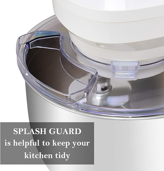 COSTWAY Stand Mixer, 7.5-Quart 660W 6-Speed Electric Mixer with Stainless Steel Bowl, Tilt-head Food Mixer with Dough Hook, Beater, Whisk (White)