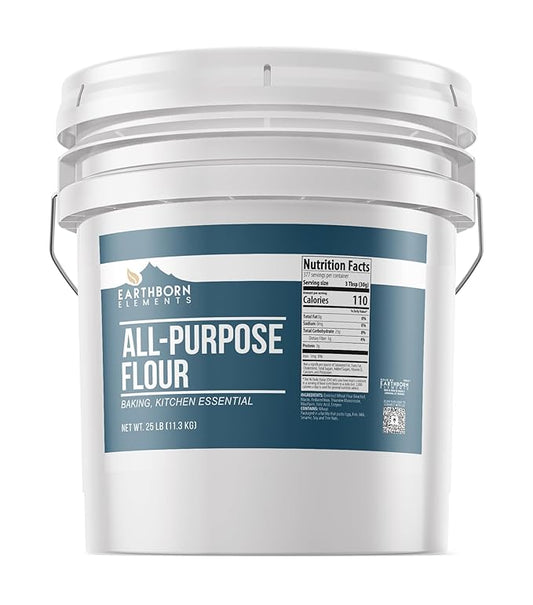 Earthborn Elements All-Purpose Flour, 5 Gallon Bucket, Bulk Size, Kitchen Essential, Baking & Cooking (400 Ounce)