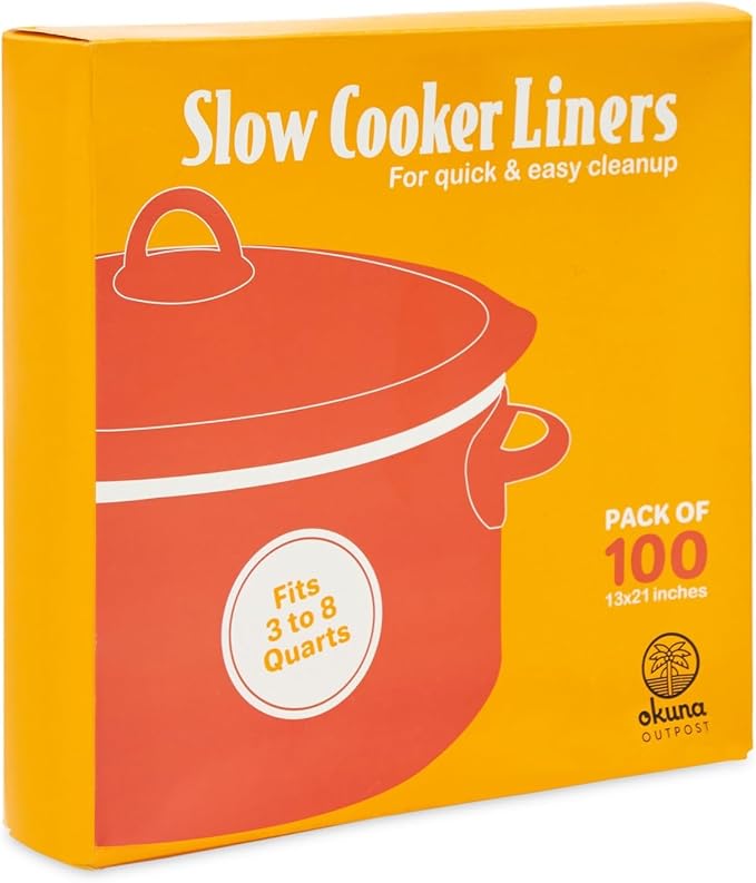 Okuna Outpost Slow Cooker Liners, Clear Plastic Cooking Bags for Oval or Round Pot, 3-8 QT, Easy Clean Up, Regular Size, Disposable (13x21 In, 100 Pack)