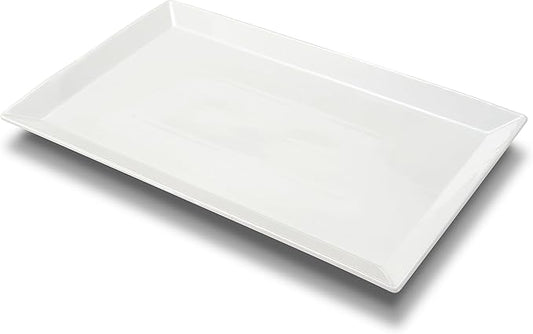 MIECOO Large Serving Platter, 18.5" x 11.5" White Serving Tray, Rectangular Porcelain Plate for Party, Wedding, Birthday, Entertaining, Food, Appetizer, Fruit, Sushi, Dessert